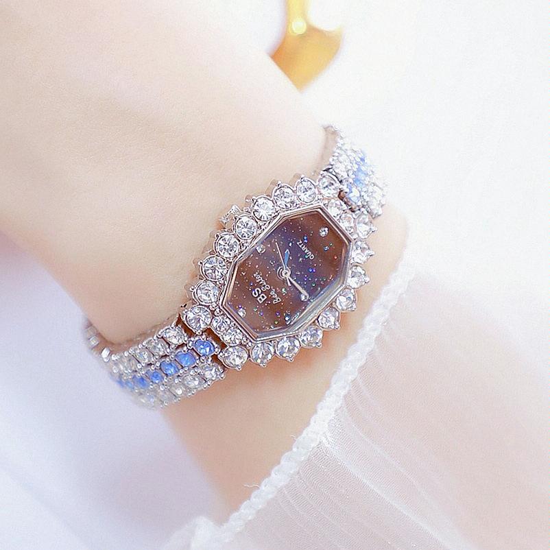 Sparkling Full Diamond Women Watch - Niche Glitter - Silver Blue