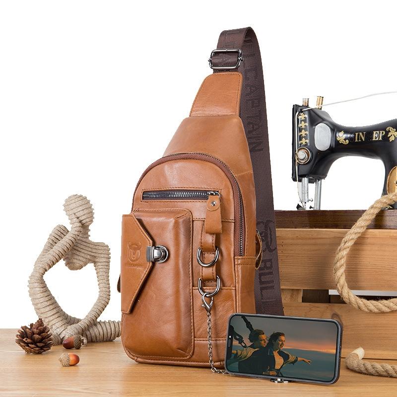 Large Capacity Waterproof Chest Bag With Phone Holder - Coffee
