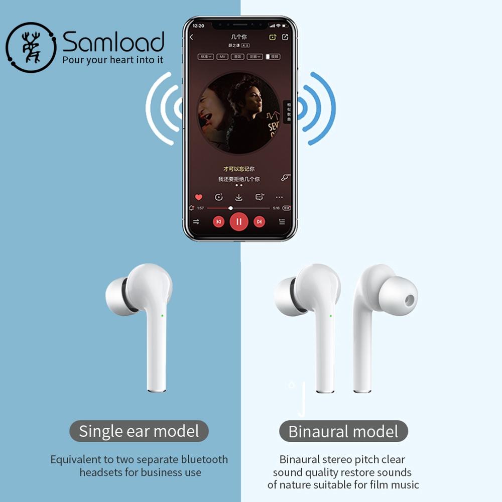 Waterproof Wireless Bluetooth Earbuds with Led Display and Hifi Sound - White