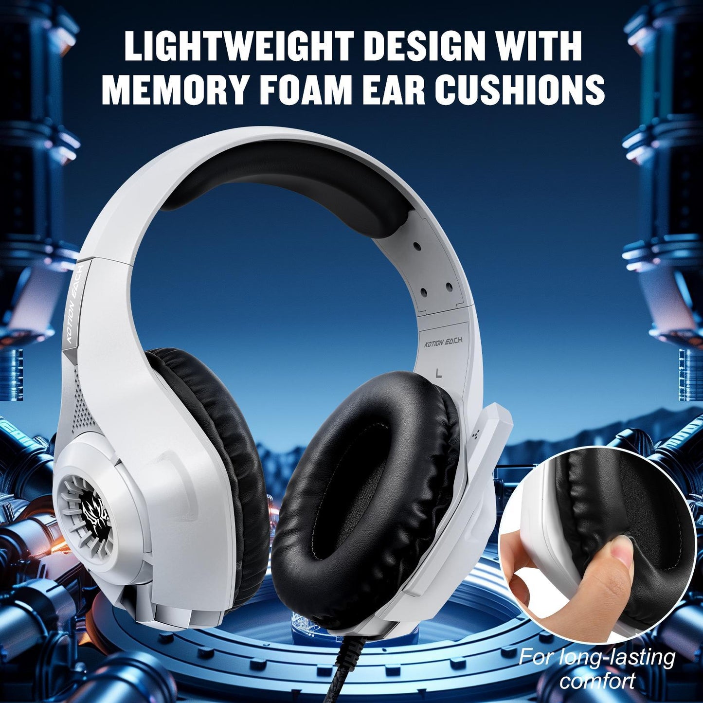 Omni Mic Noise Reduction Headset 1.9M Length - White