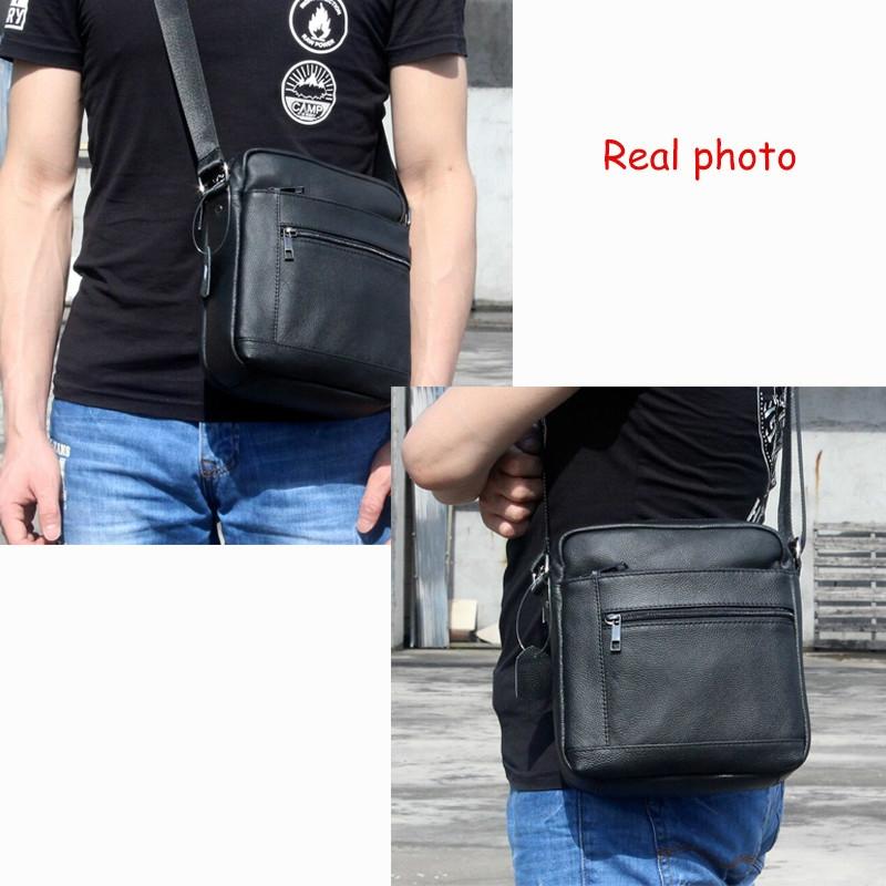 Men Cowhide Leather Crossbody Bag Vertical Shoulder Business Bag Coffee