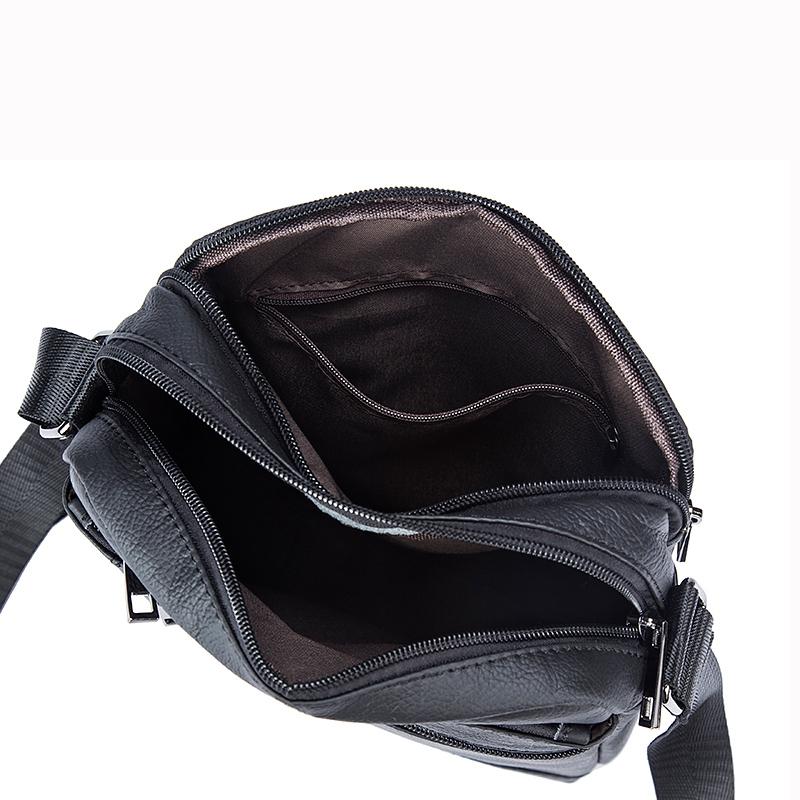 Men Cowhide Leather Crossbody Bag Vertical Shoulder Business Bag Coffee
