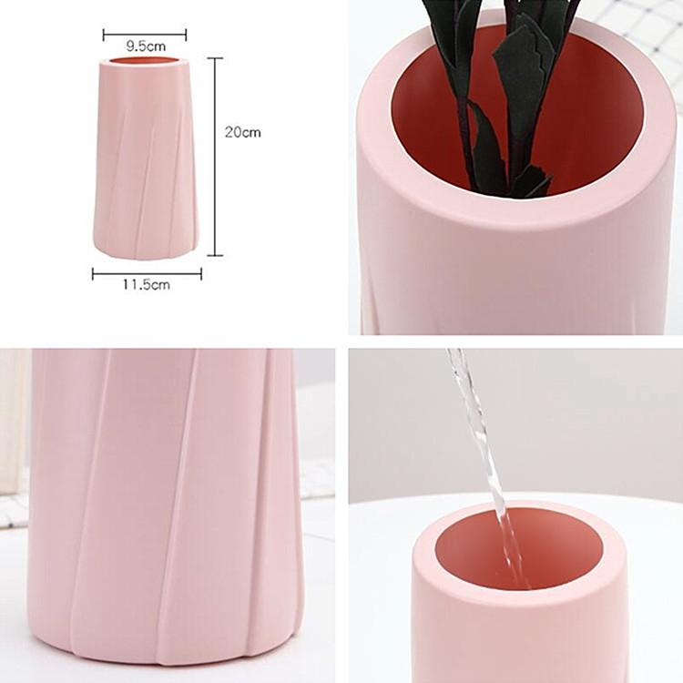 Creative Plastic Vase For Modern Decor - Simple Design - Pink