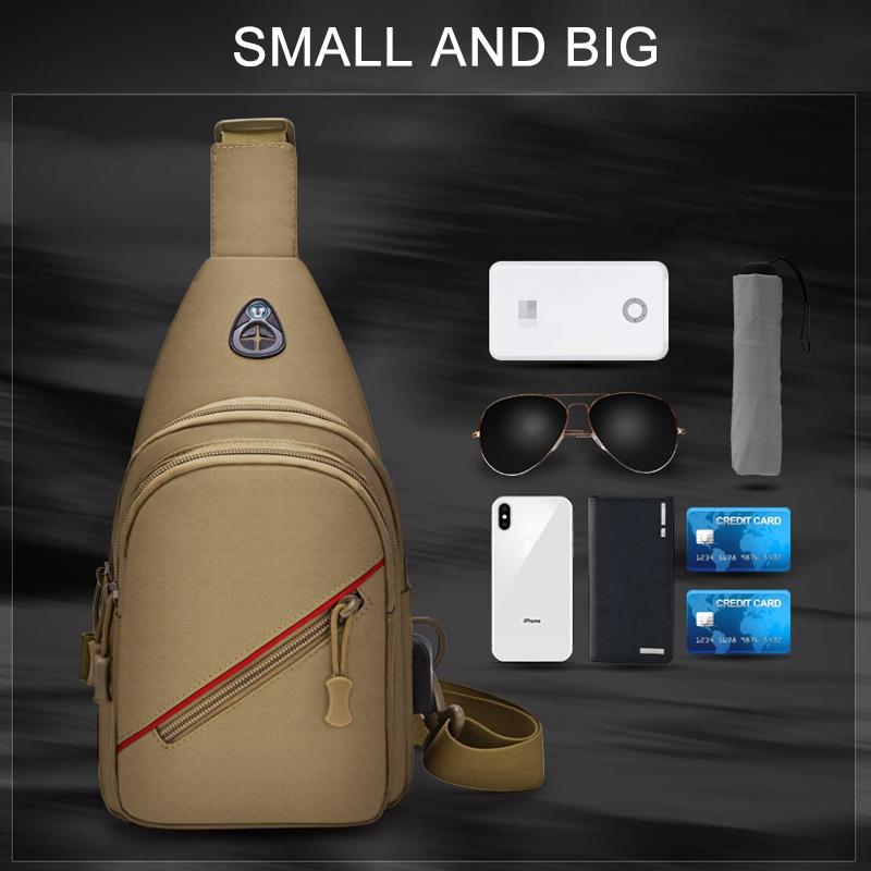 Men Oxford Cloth Crossbody Chest Bag Outdoor Leisure Single Shoulder Bag - Brown