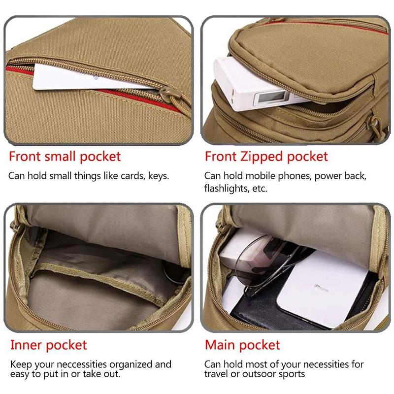 Men Oxford Cloth Crossbody Chest Bag Outdoor Leisure Single Shoulder Bag - Brown