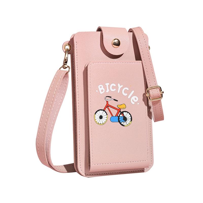 Printed Mini Shoulder Bag With Card Holder - Purple