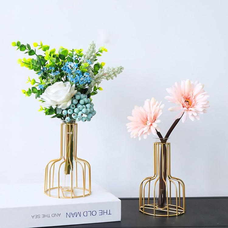 Black Wrought Iron Hydroponic Glass Flower Decoration - No Fake Flowers - Black