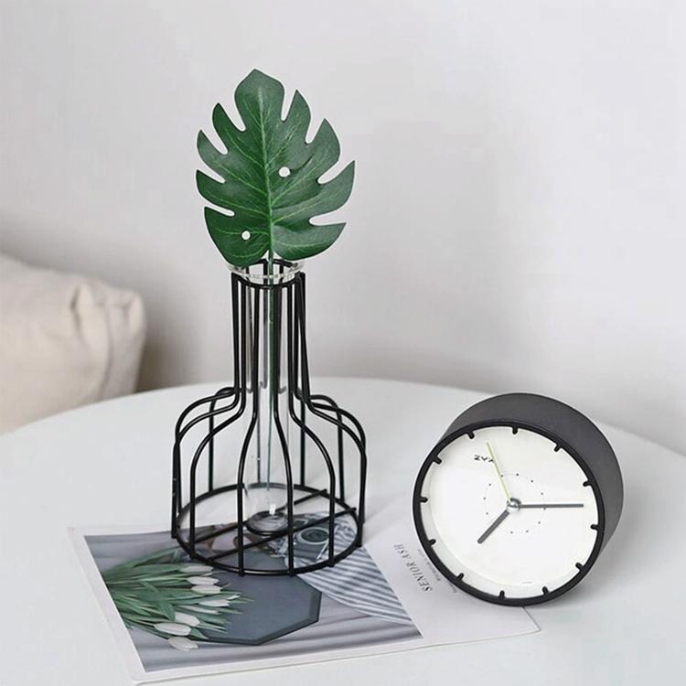 Black Wrought Iron Hydroponic Glass Flower Decoration - No Fake Flowers - Black