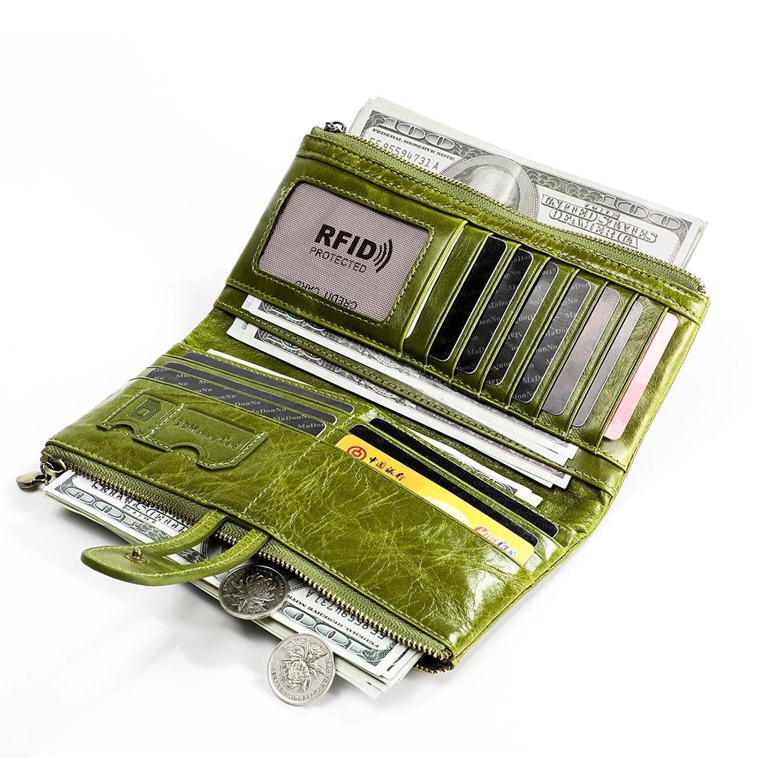 Vintage Rfid Leather Wallet with Card Slots for Women - Blue