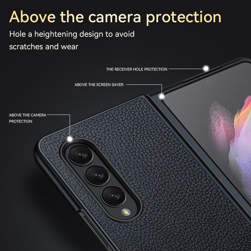 Handmade Leather Shockproof Tpu Case for Samsung Galaxy z Fold 4 - Blue