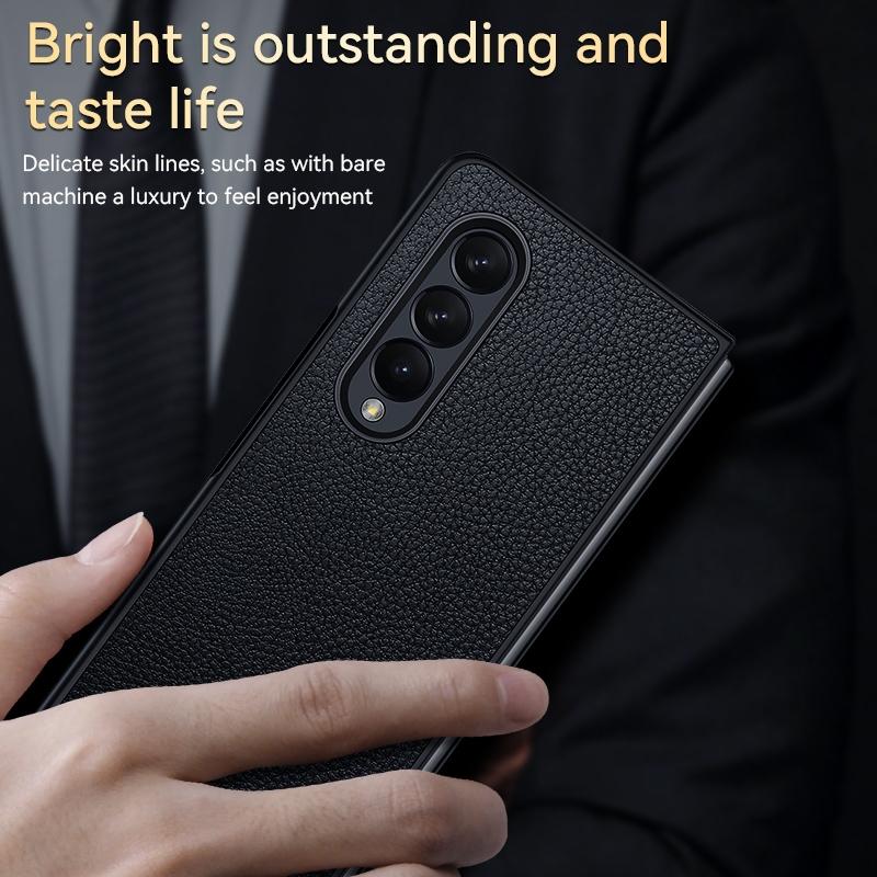 Handmade Leather Shockproof Tpu Case for Samsung Galaxy z Fold 4 - Blue