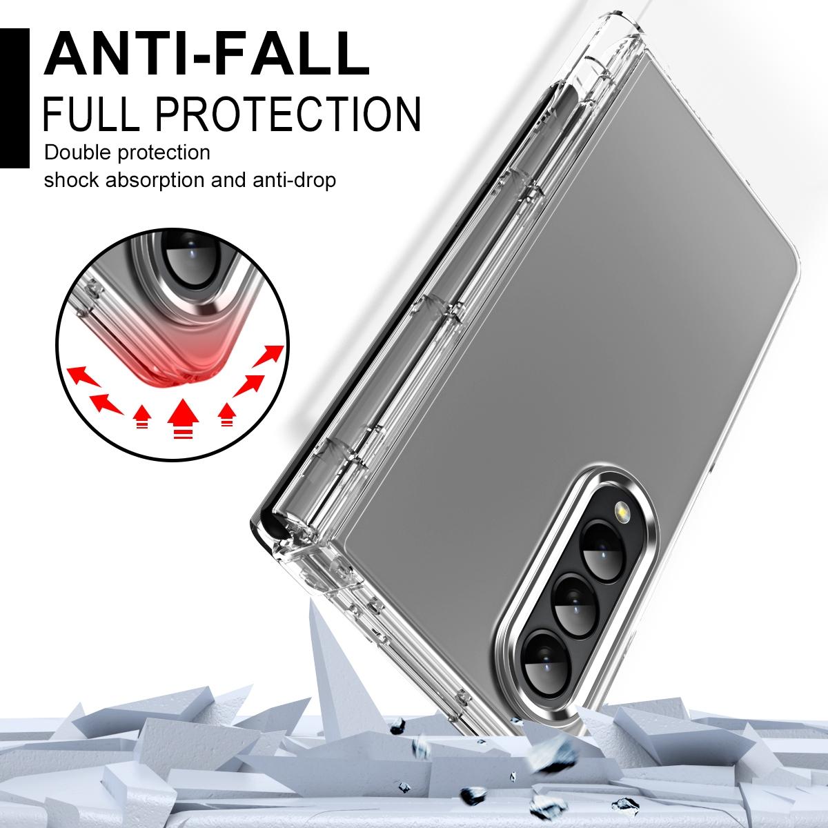 For Samsung Galaxy Z Fold4 5G Samsung Fold 4 Hinge Flip Case - Two Tone Contact Lens - Pink