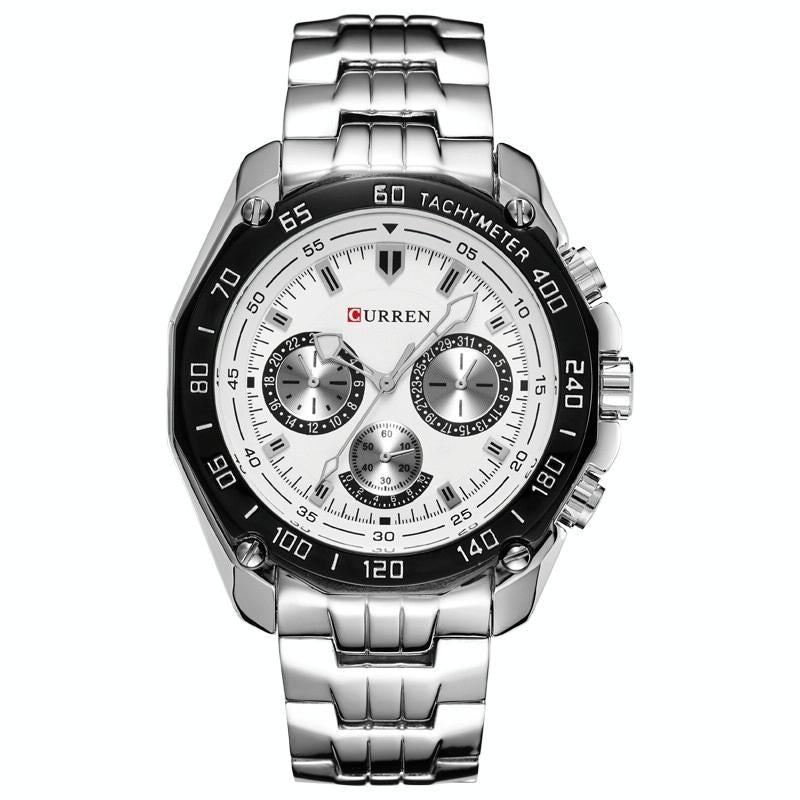 Waterproof Quartz Watch For Men - Casual Business Style - White Shell Black