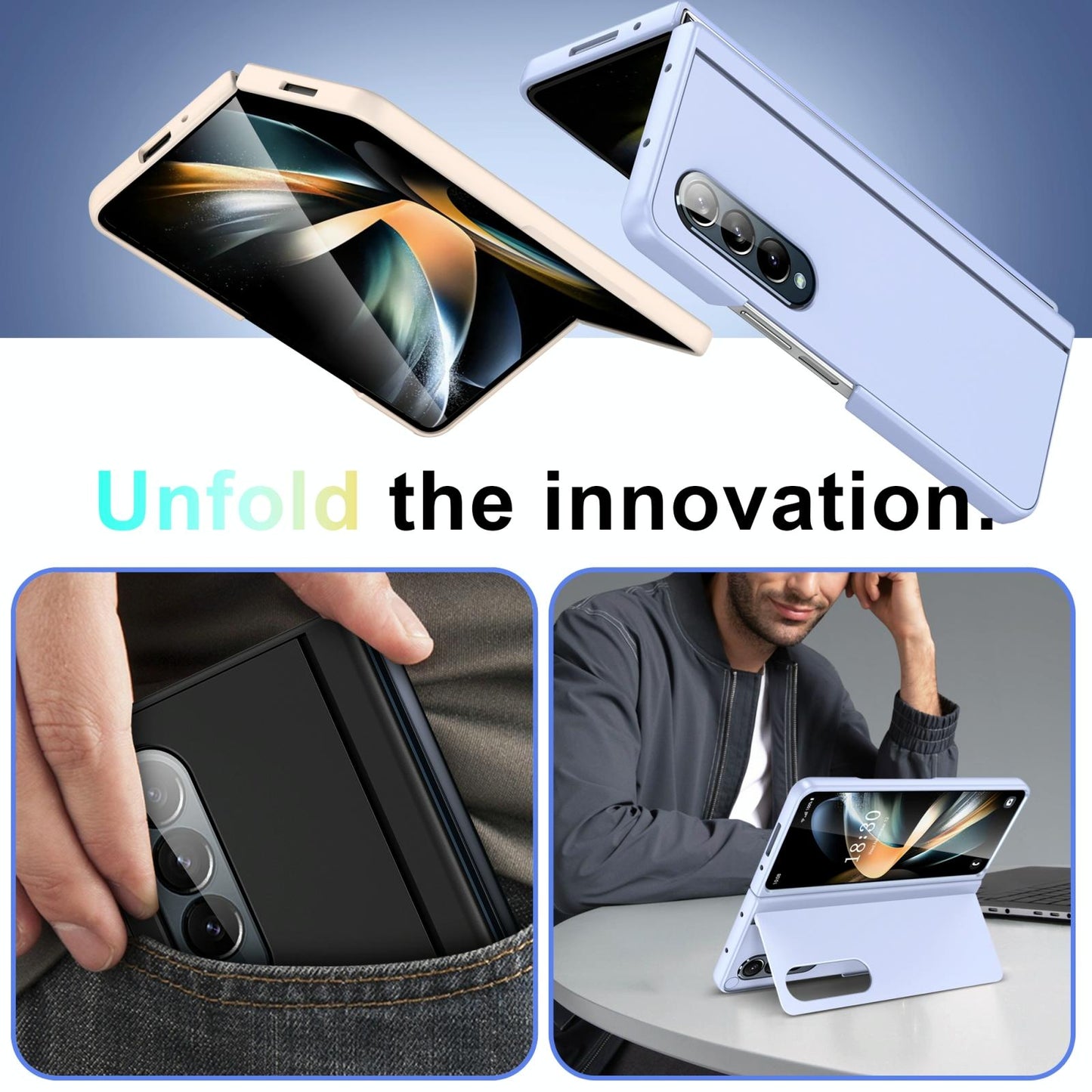 Foldable Phone Case with Holder for Samsung Galaxy z Fold 4 - Full Coverage - Green