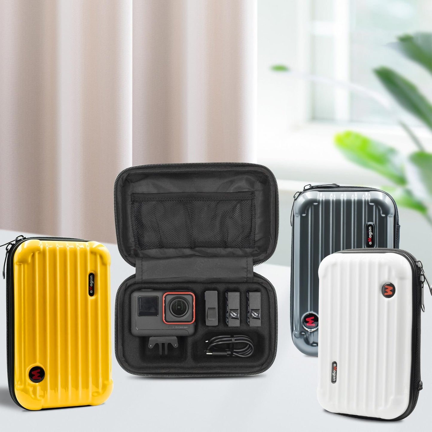 18.5 x 11.5 x 6cm Small Organizer Bag for Sports Camera Accessories - Yellow