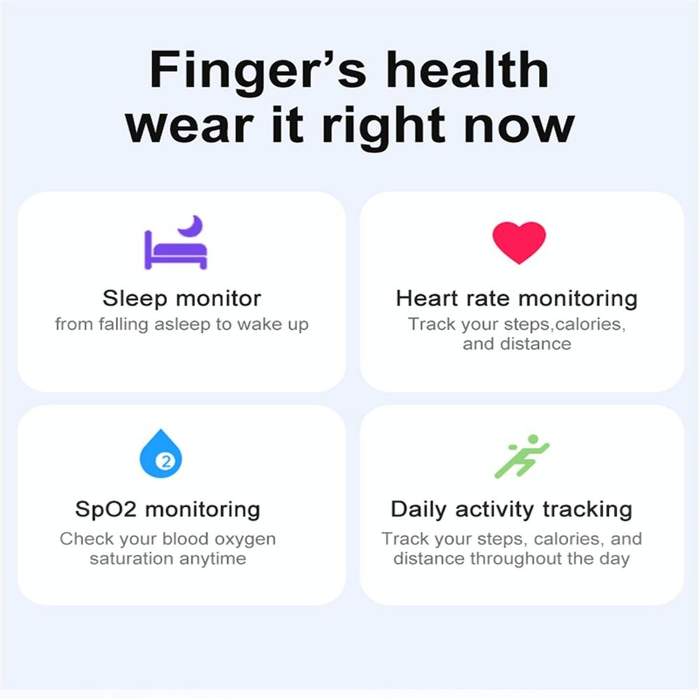 Smart Ring With Heart Rate Blood Oxygen Sleep & Sports Modes - Size 7 - Gold