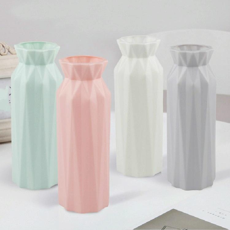 2-Pack Plastic Round Vases - Simple Anti-Fall Home Decor Ornaments - Gray