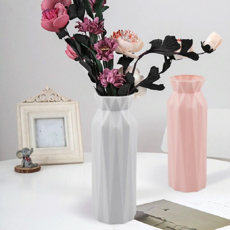 2-Pack Plastic Round Vases - Simple Anti-Fall Home Decor Ornaments - Gray