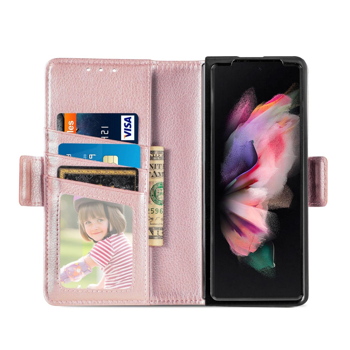 For Samsung Galaxy Z Fold4 5G Litchi Pattern Case With Pen And Card Slots - 4 - Brown