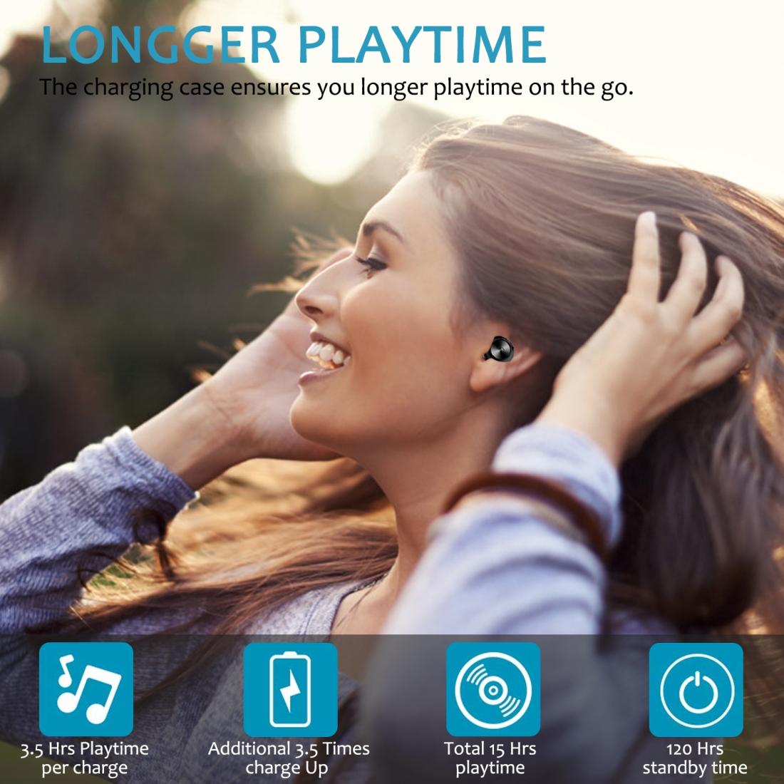 Bluetooth 5.0 Earphones with Magnetic Charging Box - Wireless - Black
