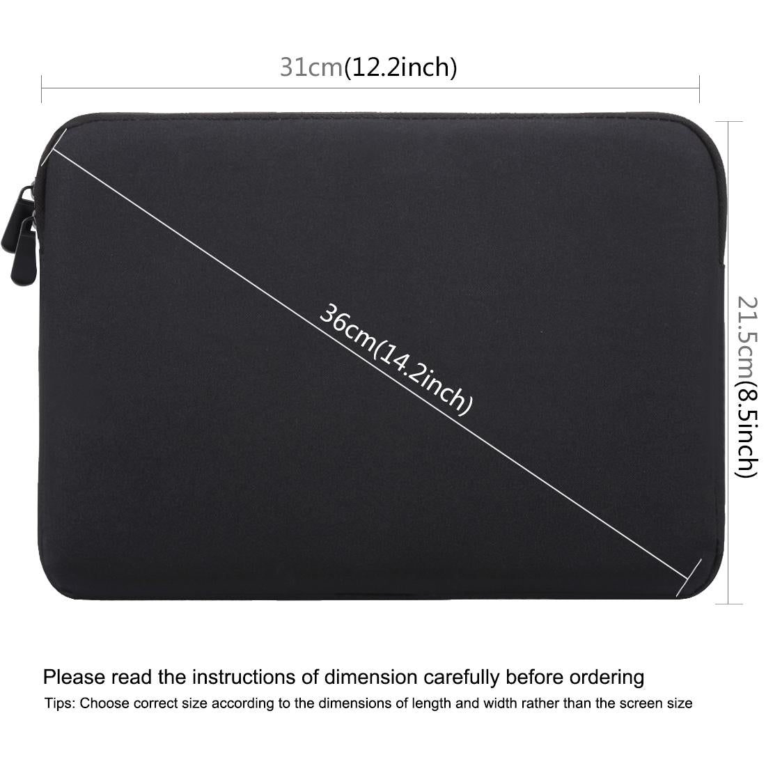 Zipper Sleeve Briefcase for Macbook Samsung Sony Dell Alienware Chuwi Asus Hp Laptops and Tablets - Black