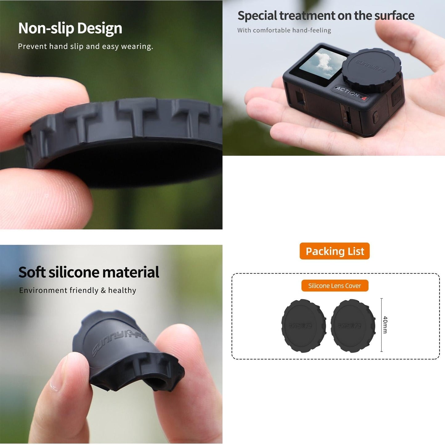 2-pack Camera Lens Cap for Dji Action 3 / 4 - Scratch Resistant
