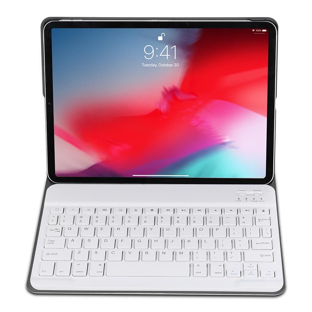 Bluetooth Keyboard & Leather Tablet Case For Ipad Pro 11 Detachable Brushed Texture Horizontal Flip Holder - Black