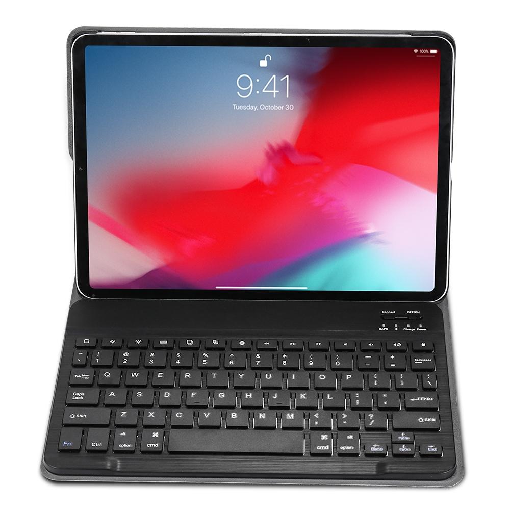 Bluetooth Keyboard & Leather Tablet Case For Ipad Pro 11 Detachable Brushed Texture Horizontal Flip Holder - Black