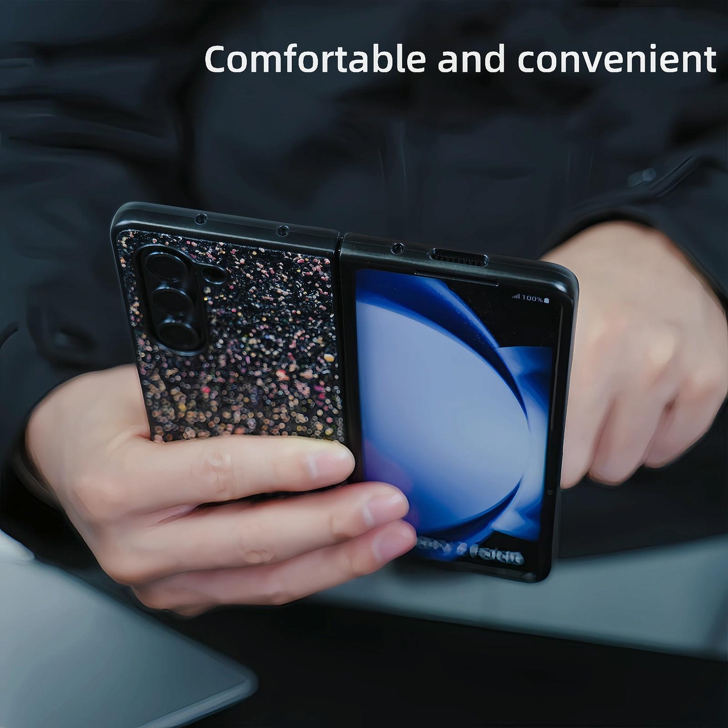 Foldable Diamond Case for Samsung Galaxy z Fold 4 - Compact and Stylish - Flash Blue
