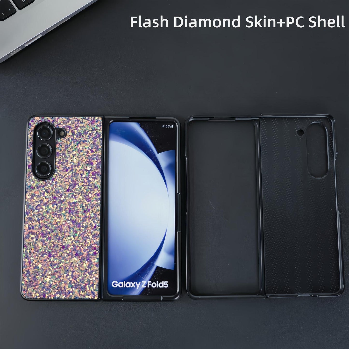 Foldable Diamond Case for Samsung Galaxy z Fold 4 - Compact and Stylish - Flash Blue