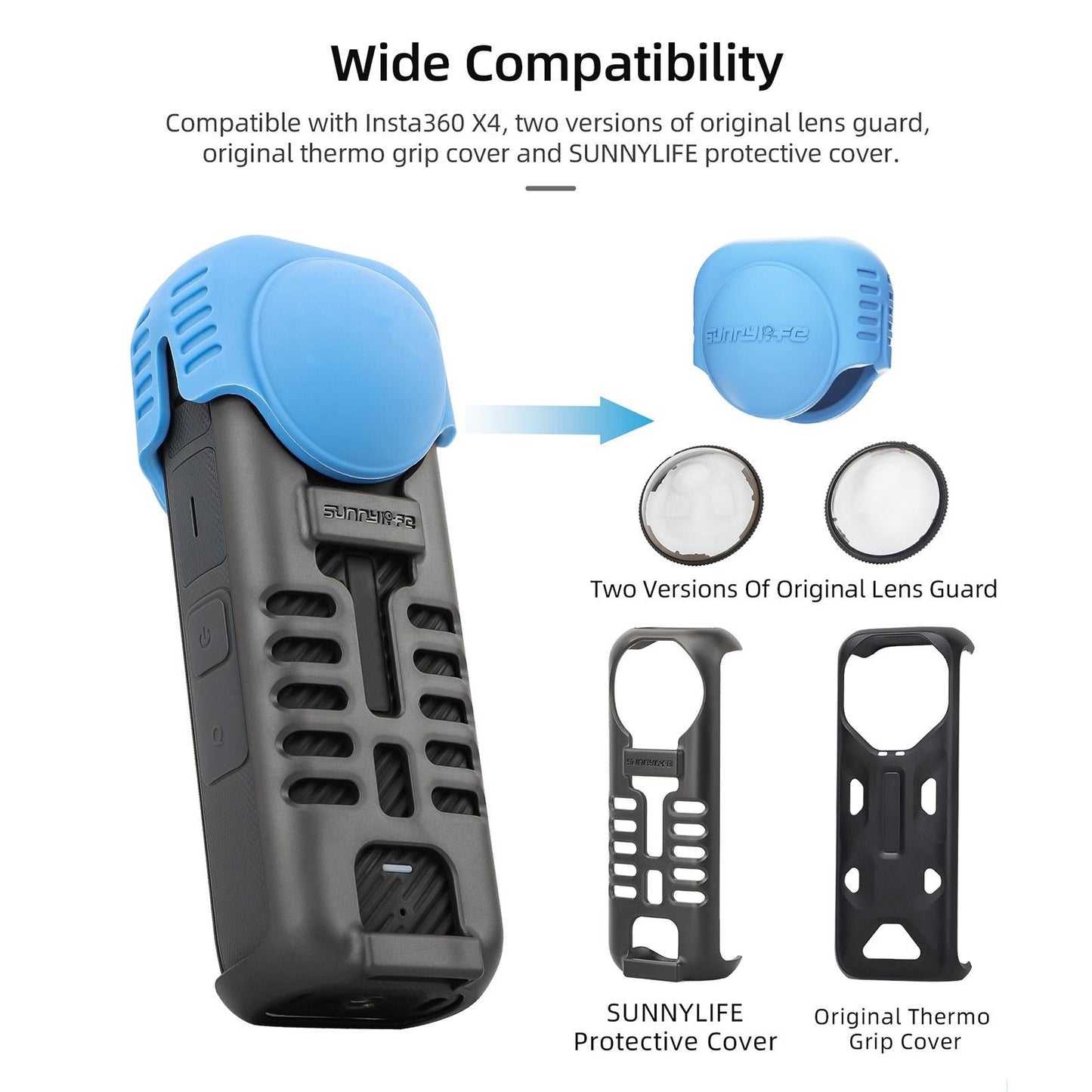 Silicone Shockproof Case And Lens Cover For Insta360 X4 By Sunnylife