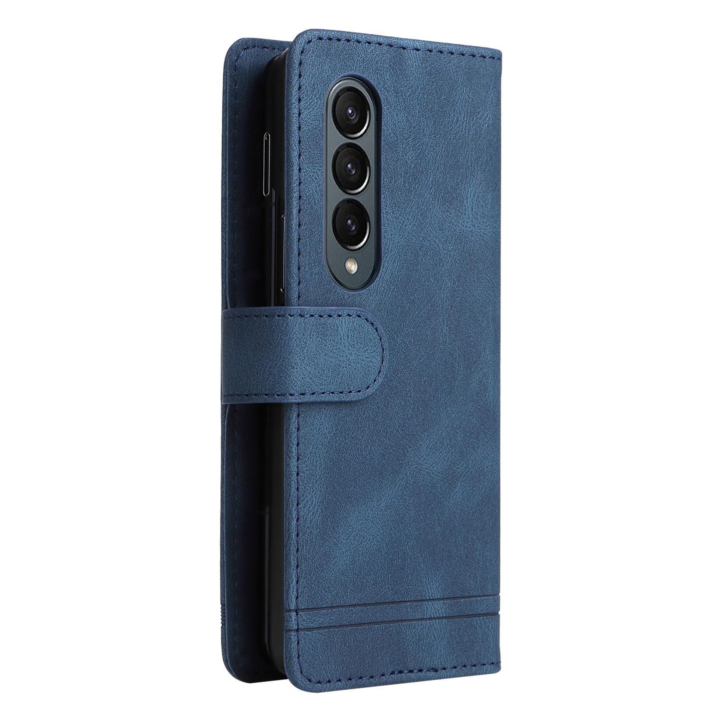 Metal Button Leather Case for Samsung Galaxy z Fold 4 / 5g - Tree Design - Purple