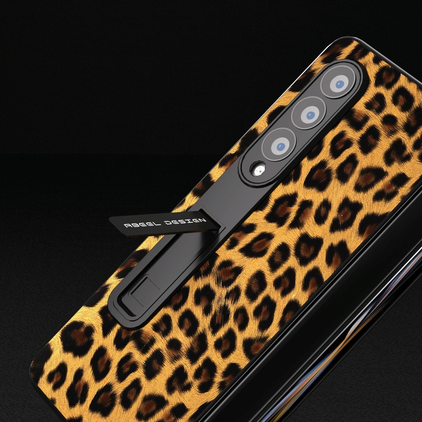 Leopard Print Phone Case with Holder for Samsung Galaxy z Fold 4 / 5g - Red