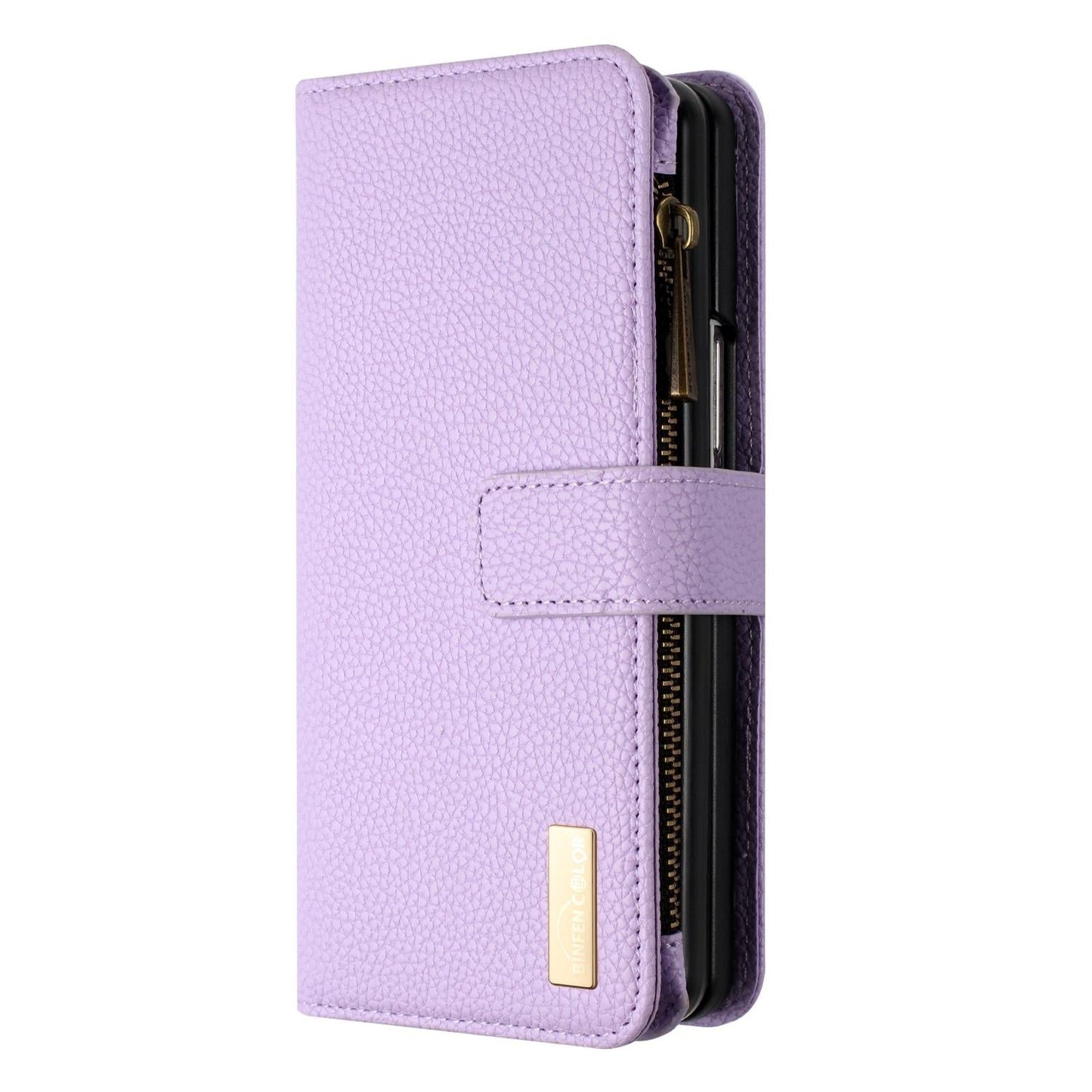 For Samsung Galaxy Z Fold4 5G Litchi Texture Zip Wallet - Blue
