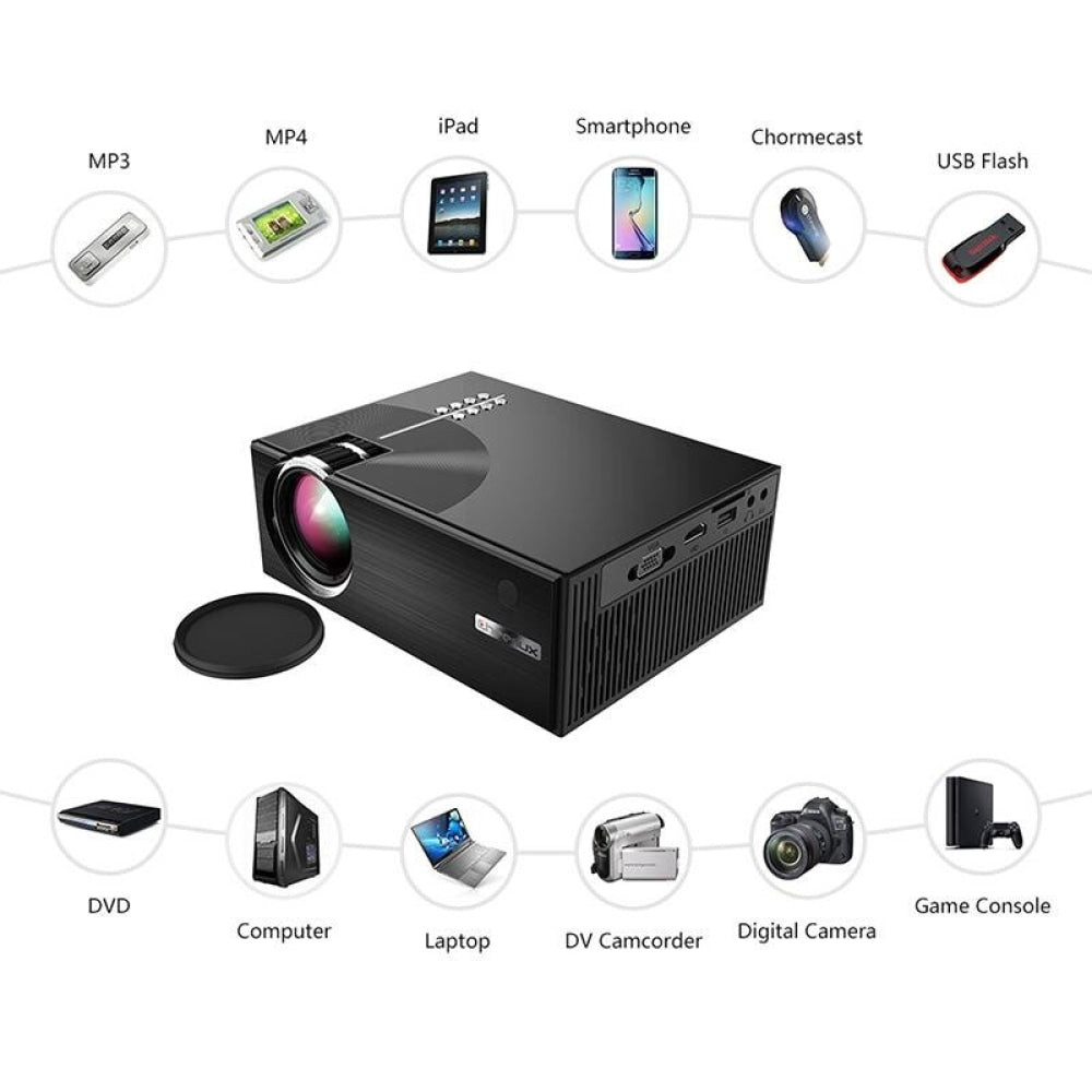 Smart Wifi Projector - 1800 Lumens 720P / 1080P Hd Hdmi / Usb / Vga / Av - Black