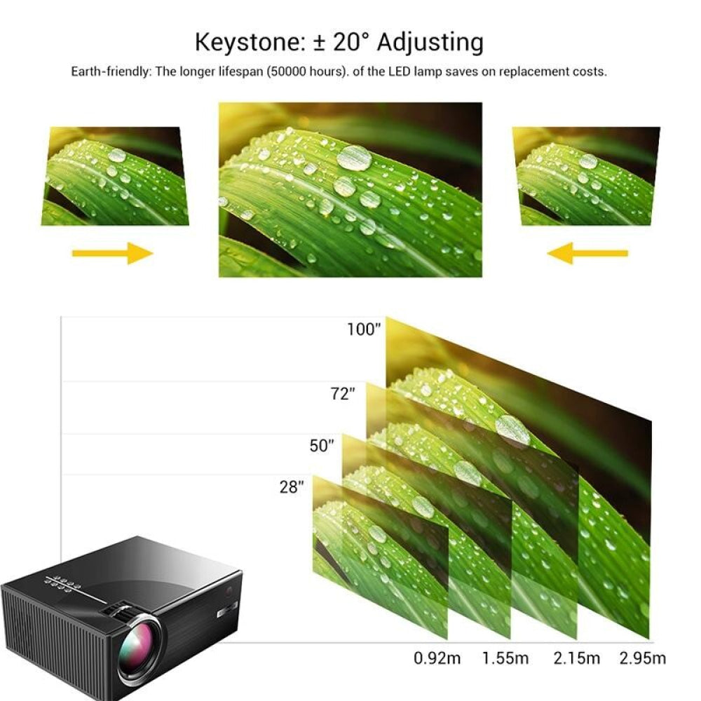 Smart Wifi Projector - 1800 Lumens 720P / 1080P Hd Hdmi / Usb / Vga / Av - Black