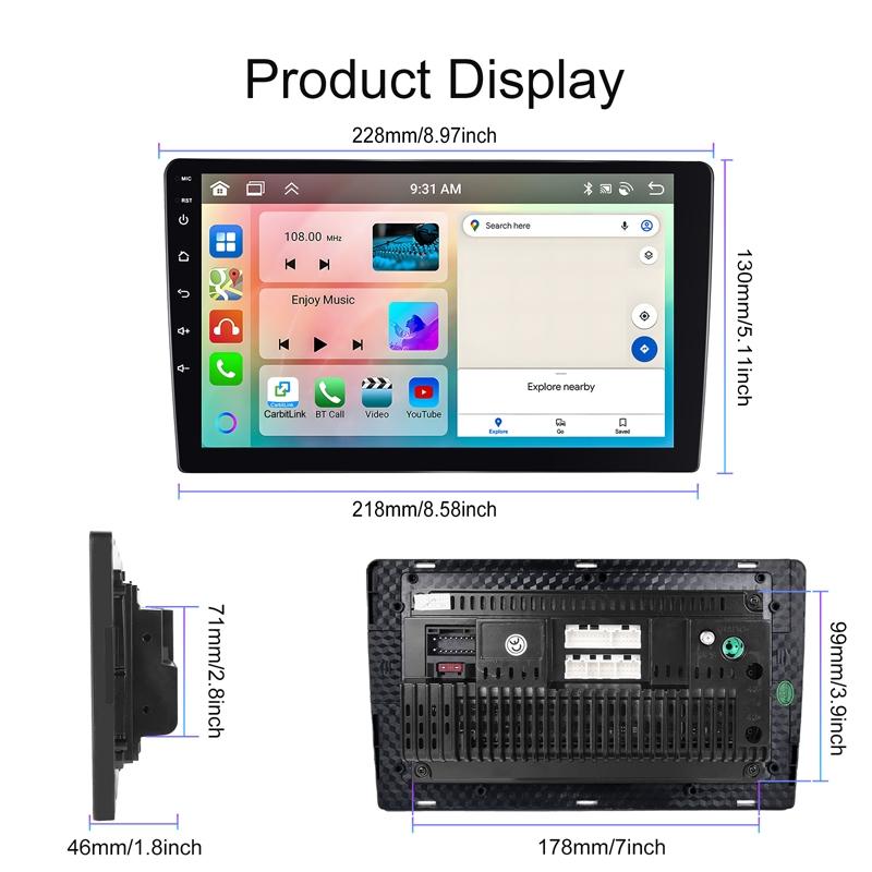 Universal Wireless Carplay Car Navigation Center - 13.0 Monitor - Standard + Ahd Camera 9Inch