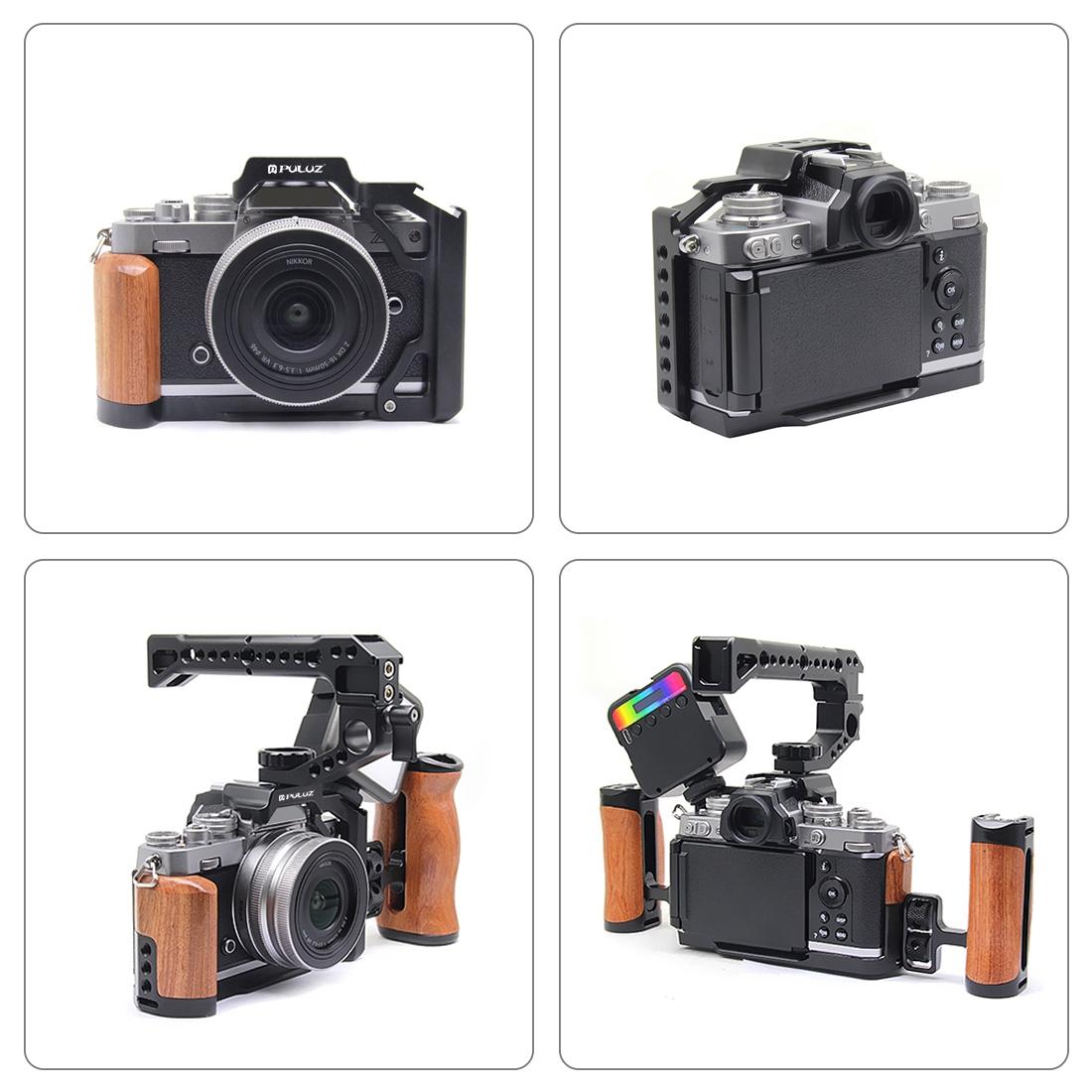 Wood Handle Metal Camera Cage For Nikon Zfc Stabilizer Rig - Black