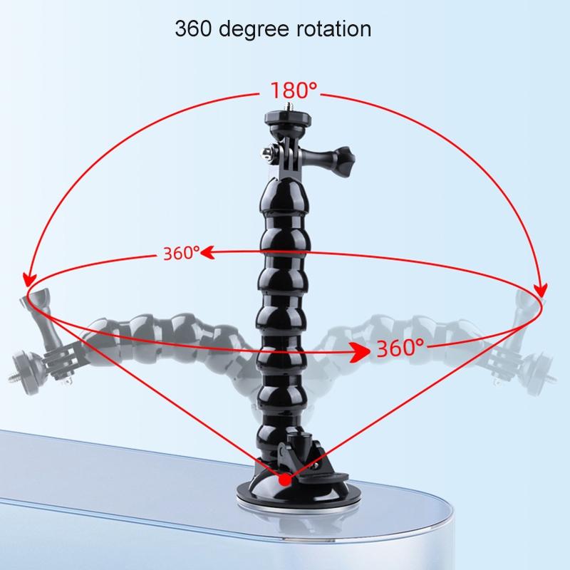 Flexible Suction Cup Mount With Cold Shoe And Phone Clamp