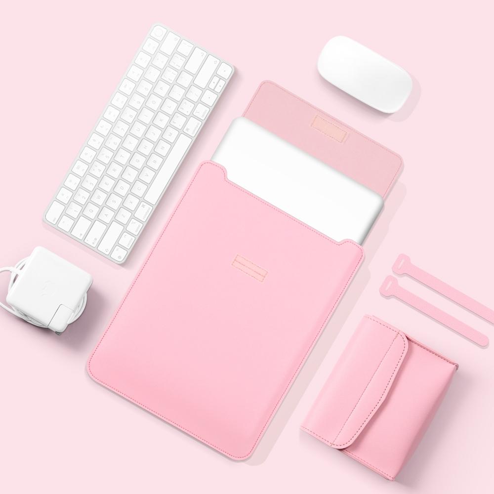 Lightweight Leather Computer Bag - 4-in-1 Portable - Fits 15.4 / 15.6 / 16.1 Inches - Pink