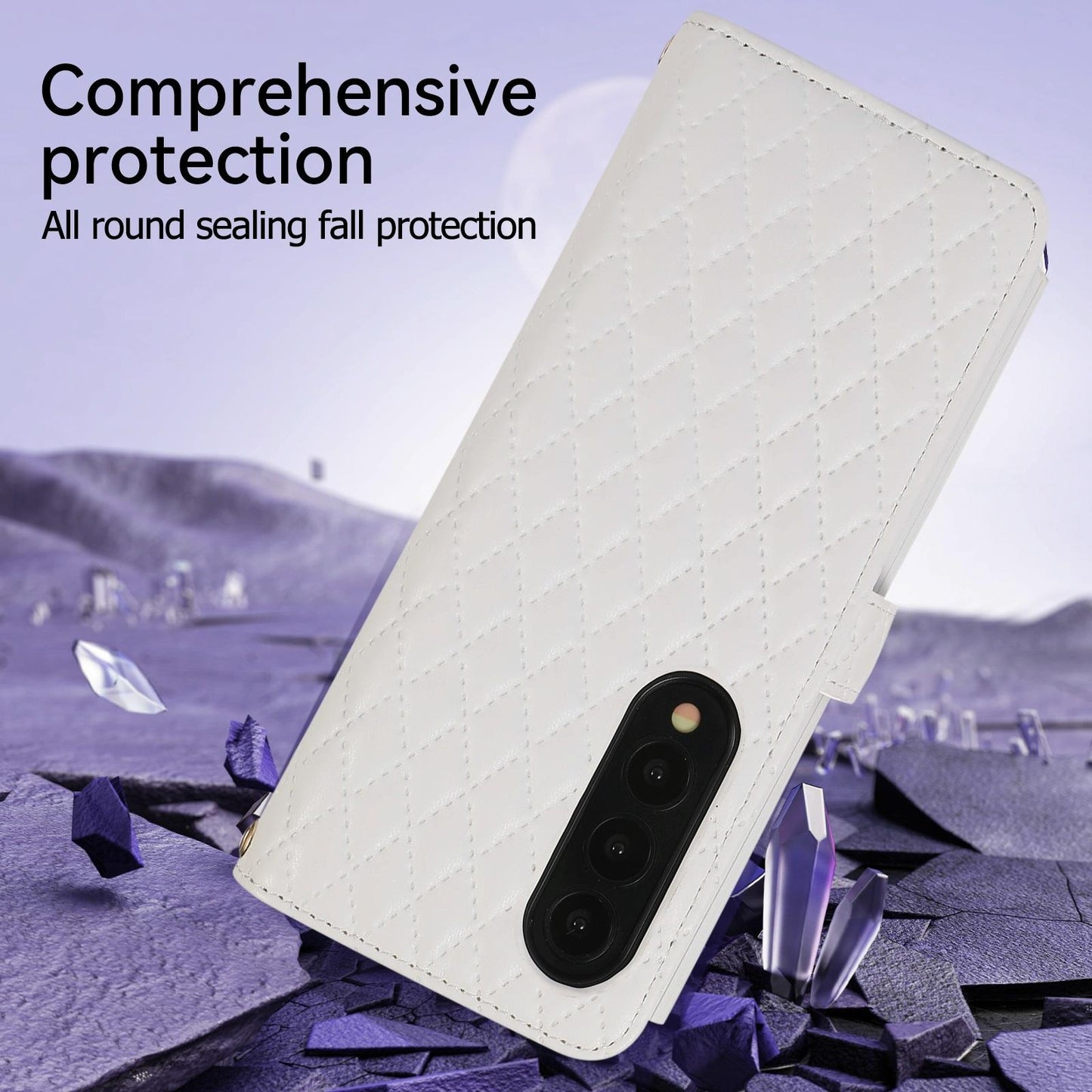 Foldable Diamond Lattice Phone Case for Samsung Galaxy z Fold 4 - Purple