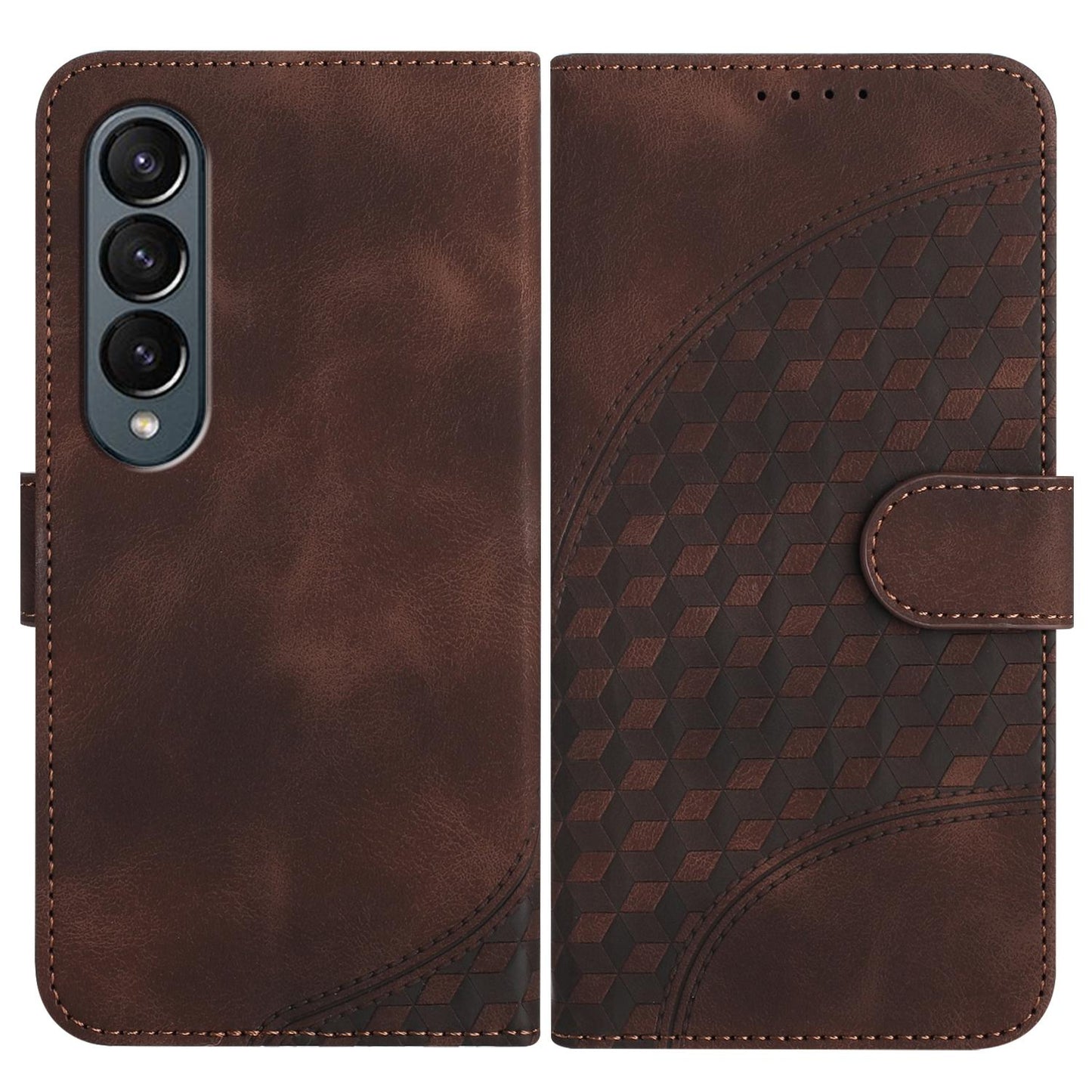 Embossed Elephant Head Phone Case for Samsung Galaxy z Fold 4 5g with Lanyard - Pink