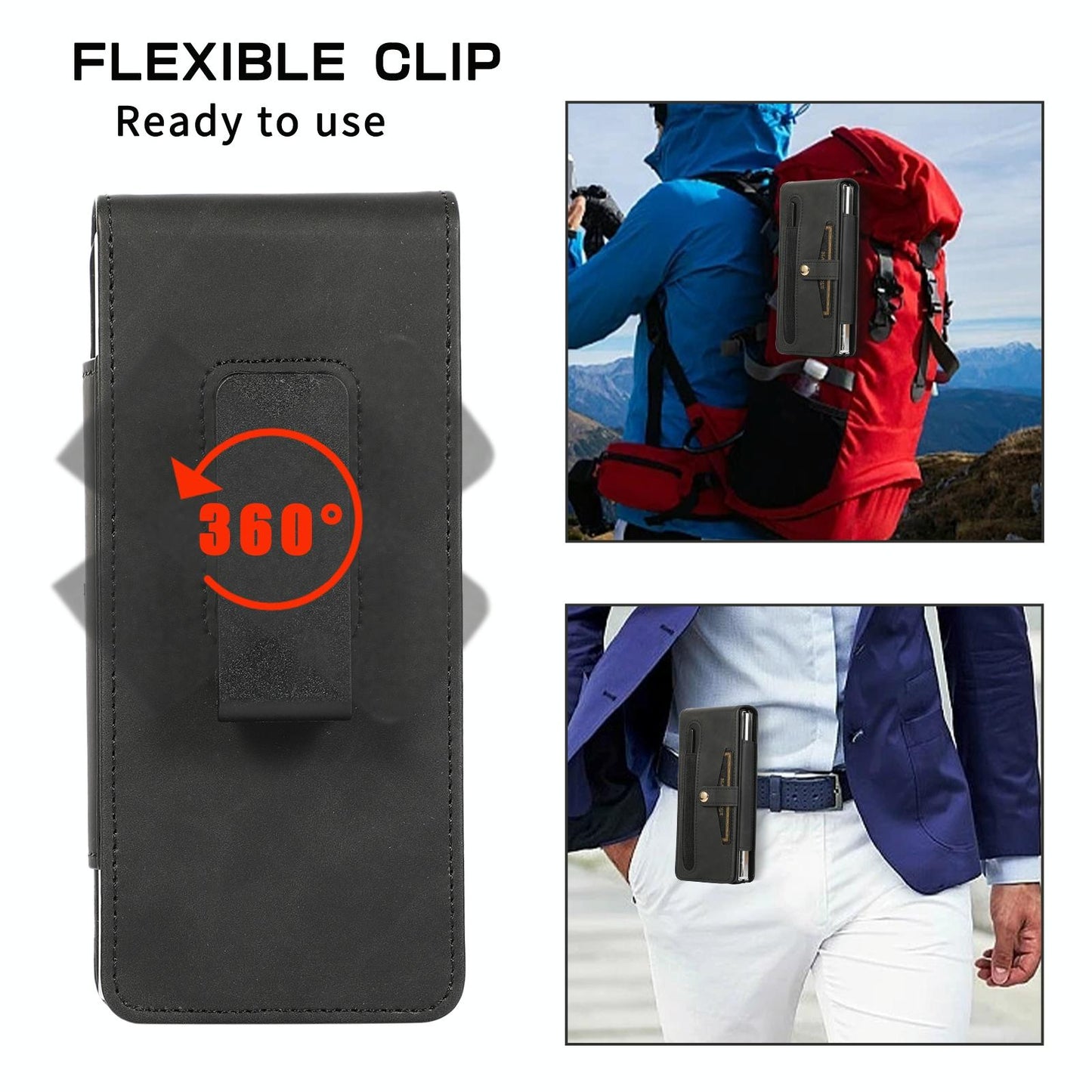 Shockproof Foldable Leather Case with Stylus for Samsung Galaxy z Fold 4 / 5g - Black