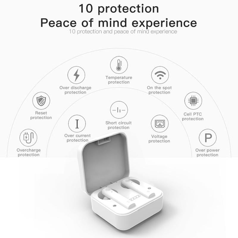 Wireless Dual Mic Noise-cancelling Earbuds with Charging Case - Black