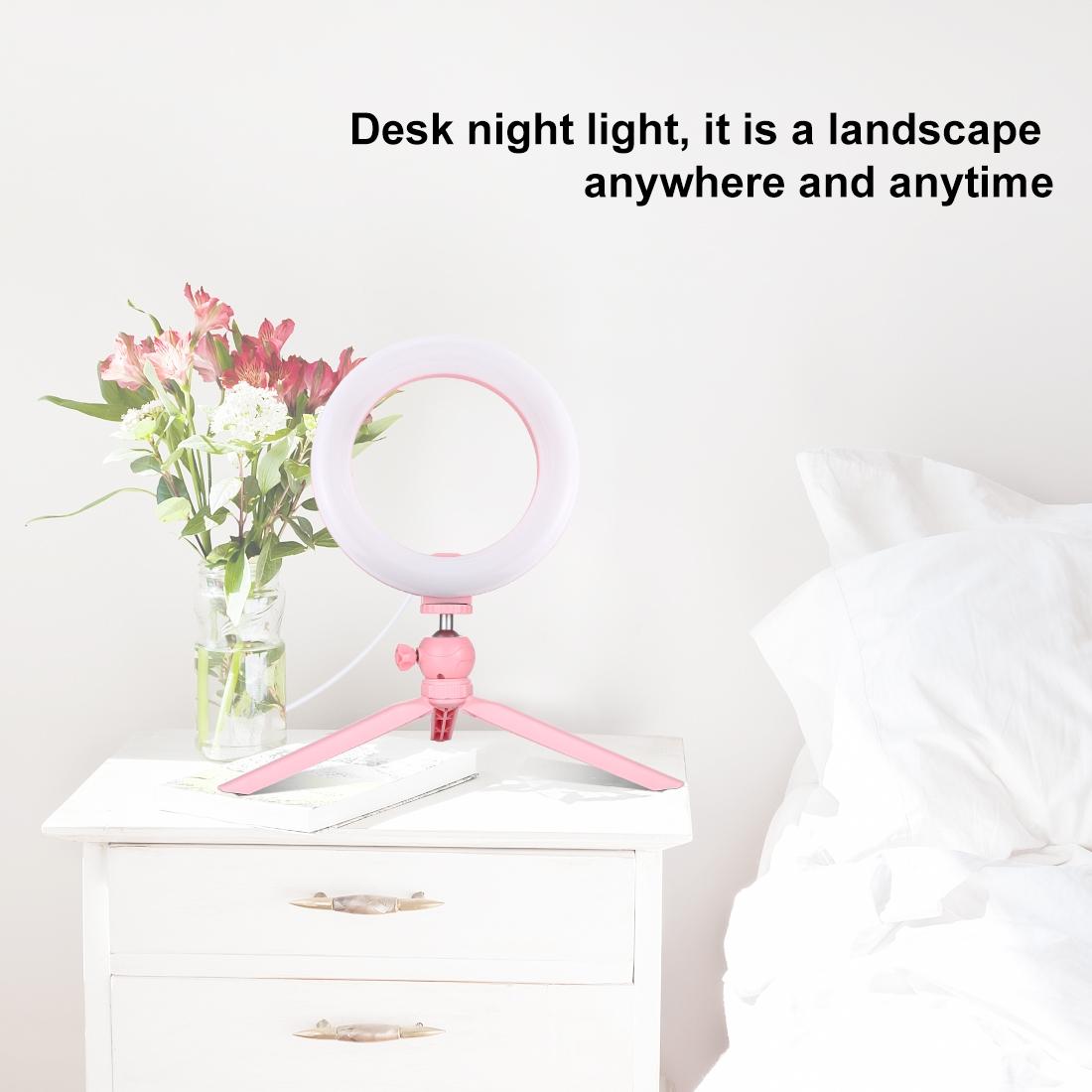 7.9 Led Ring Light with Tripod and Phone Clamp - 3 Modes Dimmable Dual Colour Temperature - Black