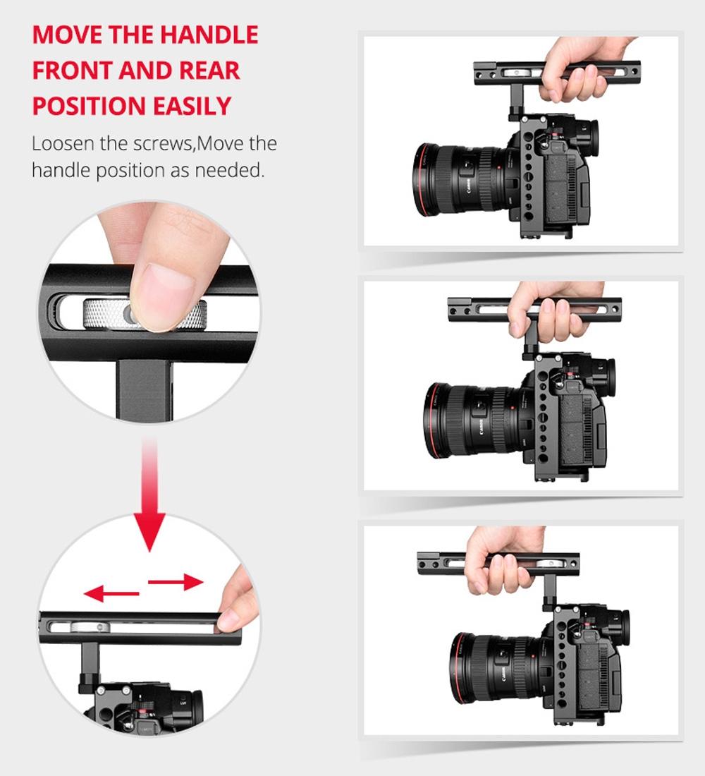 Camera Cage Stabilizer With Handle & Rail Rod Mount - Black for Panasonic Lumix Dc-S1H / Dc-S1 / Dc-S1R