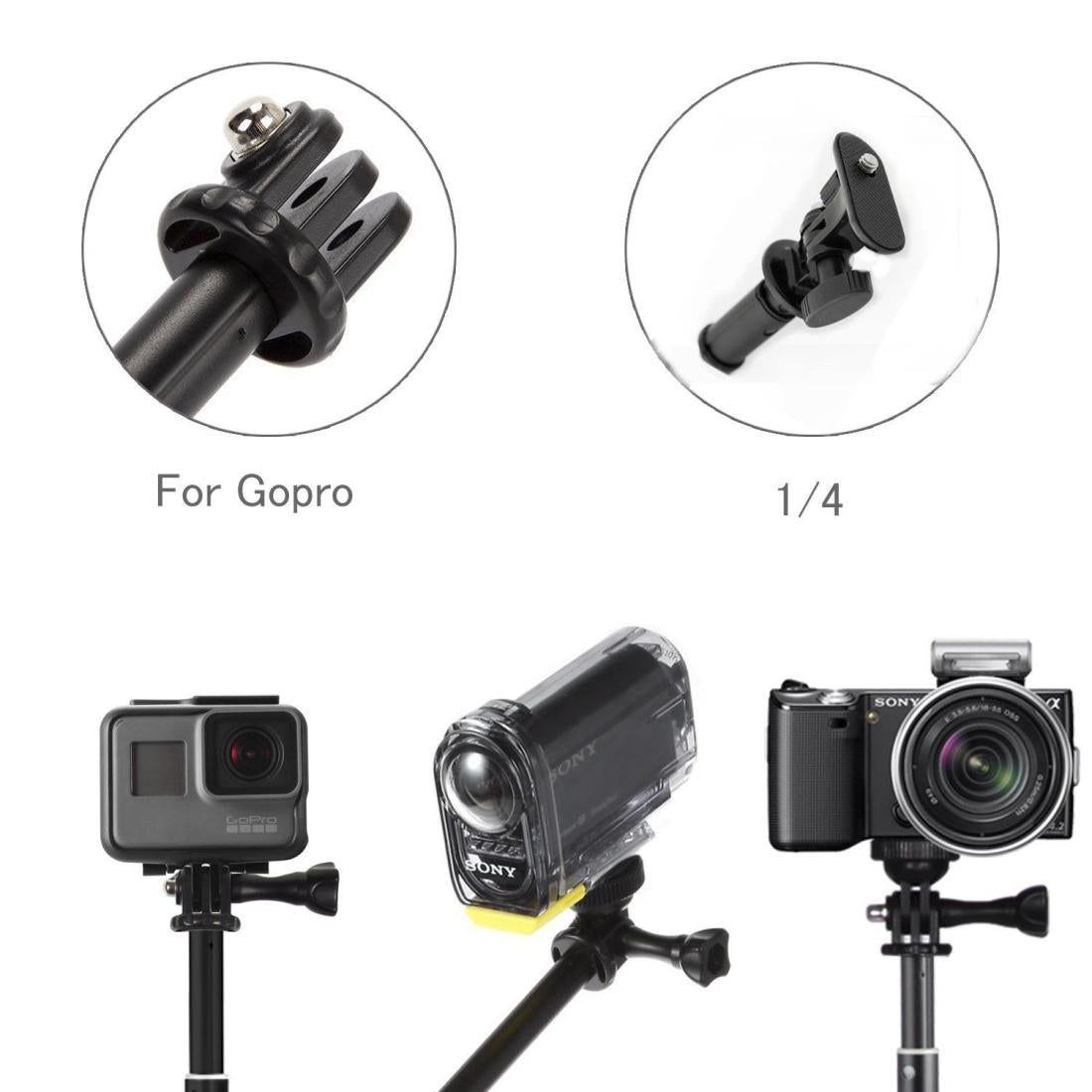 Adjustable Universal Selfie Stick - 25-75cm Length