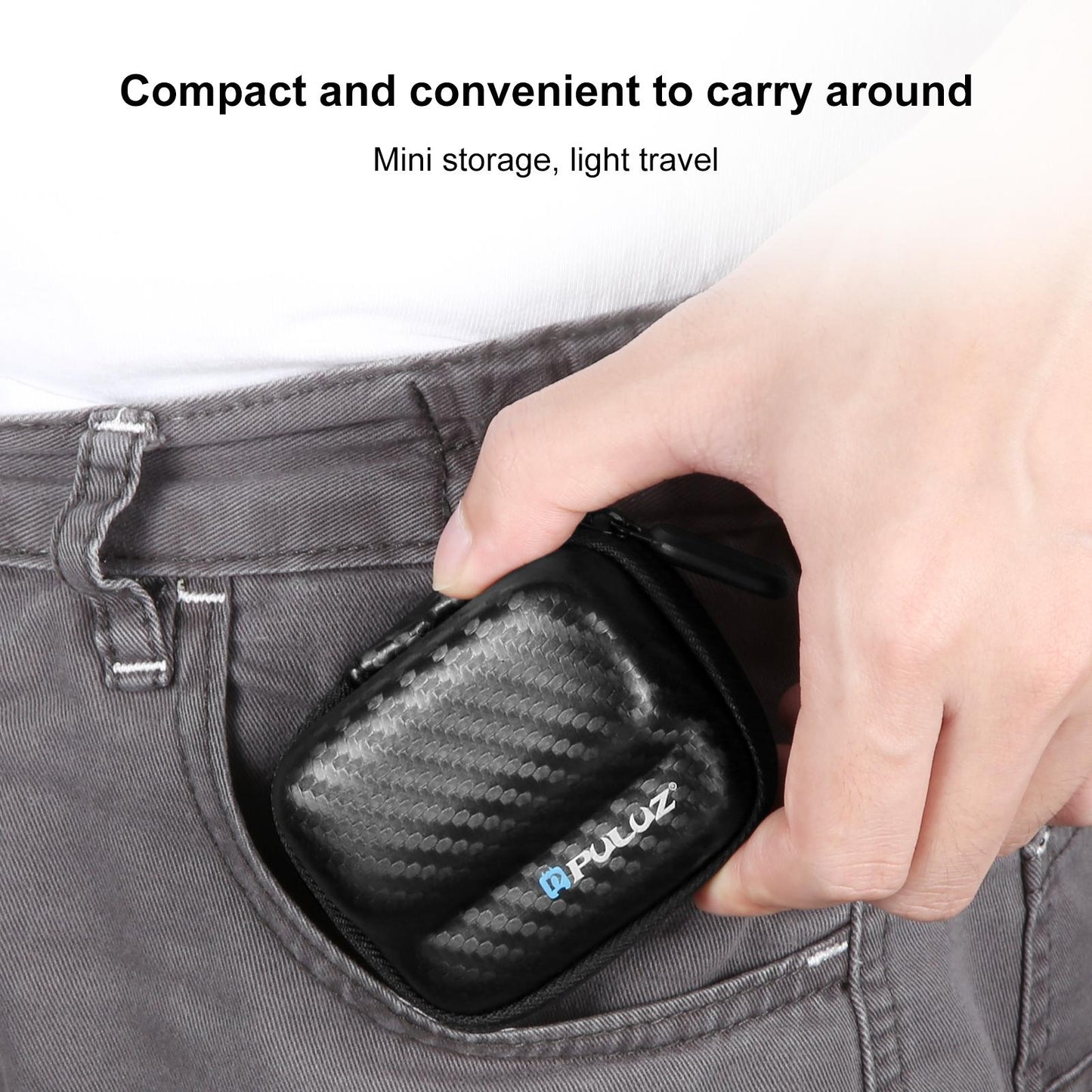 Portable Carbon Fiber Eva Storage Bag for Insta360 Go 3 / 3s Mini Body - Black