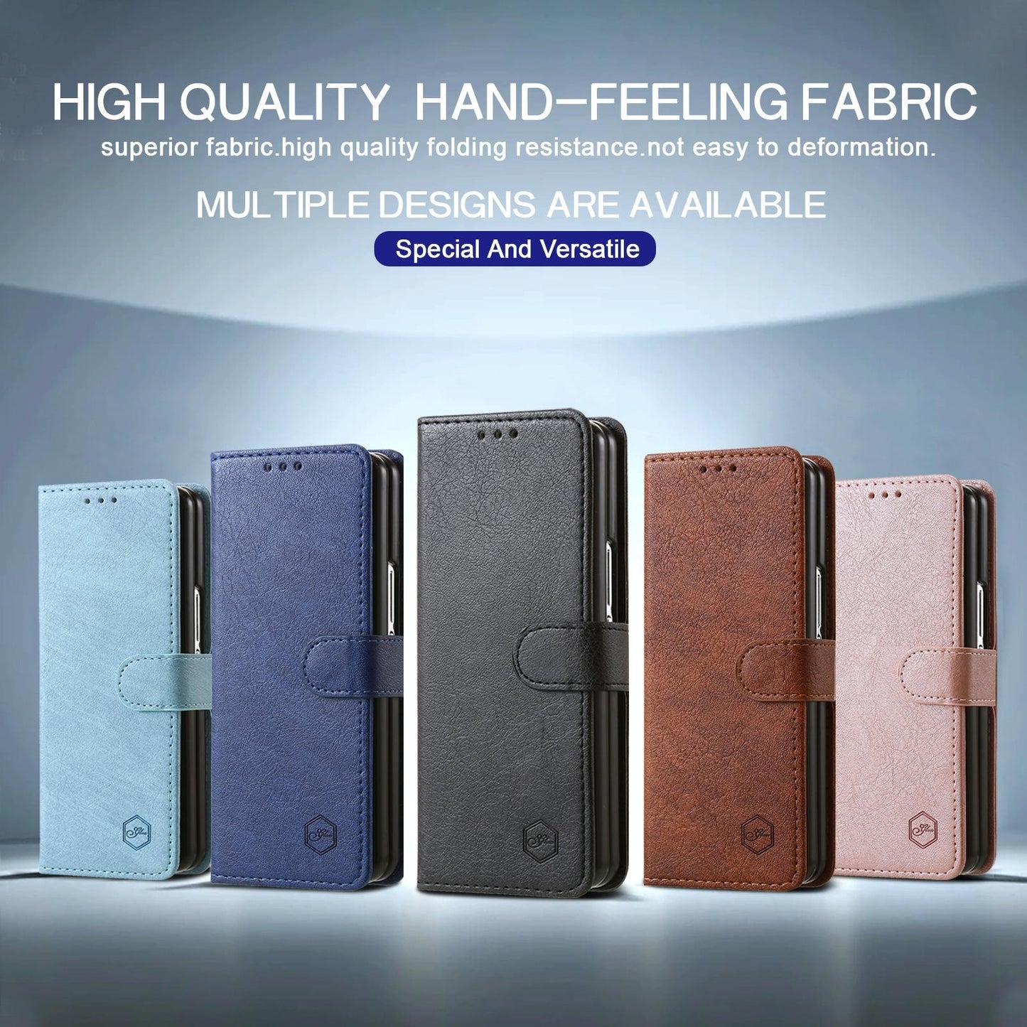 For Samsung Galaxy Z Fold4 5G Leather Texture Phone Case - Pu Tpu - Dark Blue