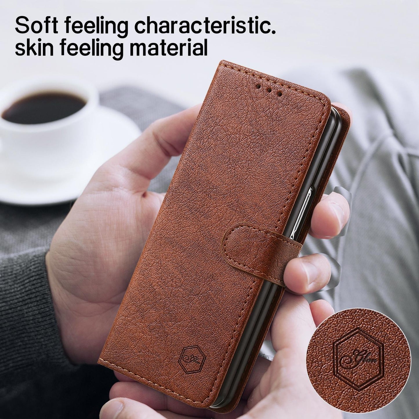 For Samsung Galaxy Z Fold4 5G Leather Texture Phone Case - Pu Tpu - Dark Blue